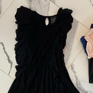 Women's long black fluffy top Evening Collection